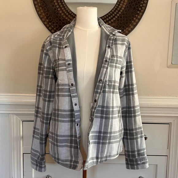 Vuori Men’s Range Shirt Jacket Gray White Plaid Fleece Lined Size Small - Picture 3 of 6